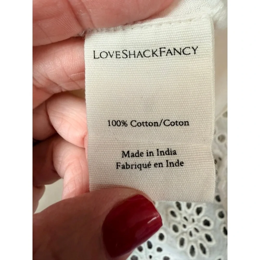 LoveShackFancy‎ Skirt Women S Cream Eyelet Ruffle Mini Boho Coquette Cottagecore